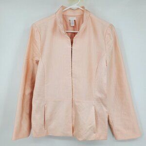 J. Crew Pink Clasp Front Ribbed Blazer Preppy Career Topper Jacket Medium